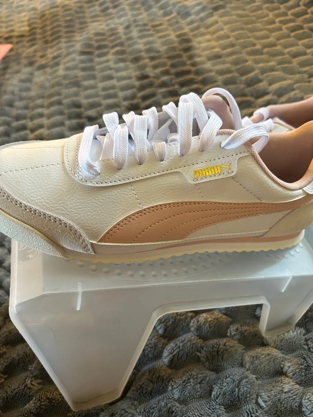 Puma White and Pale Pink Women's Sneakers